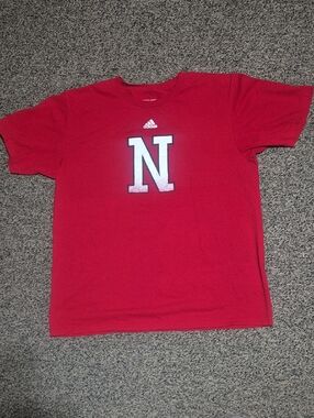 adidas Men's Red Tee with White 'N' Graphic